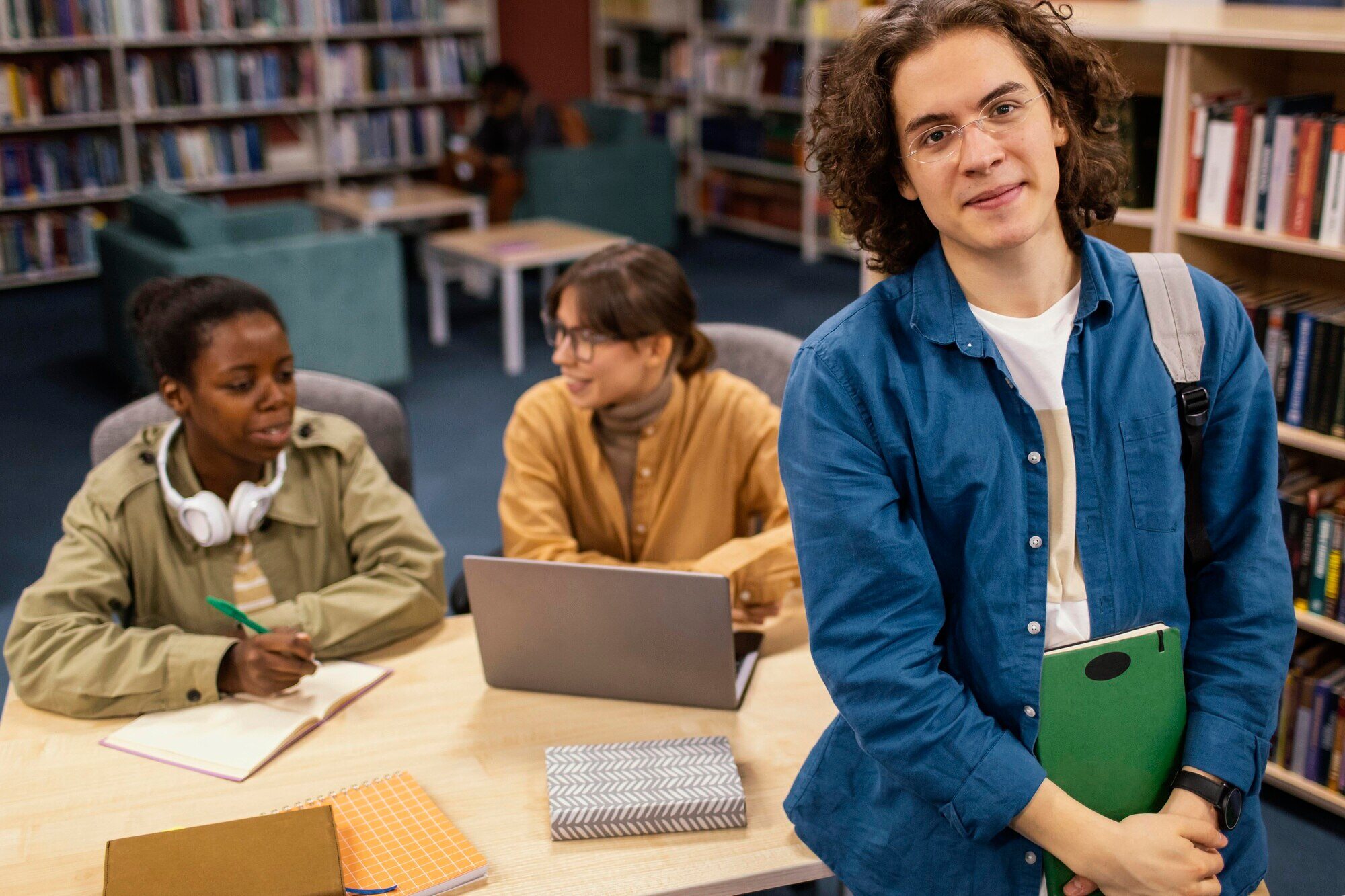 Colleagues Studying in Library