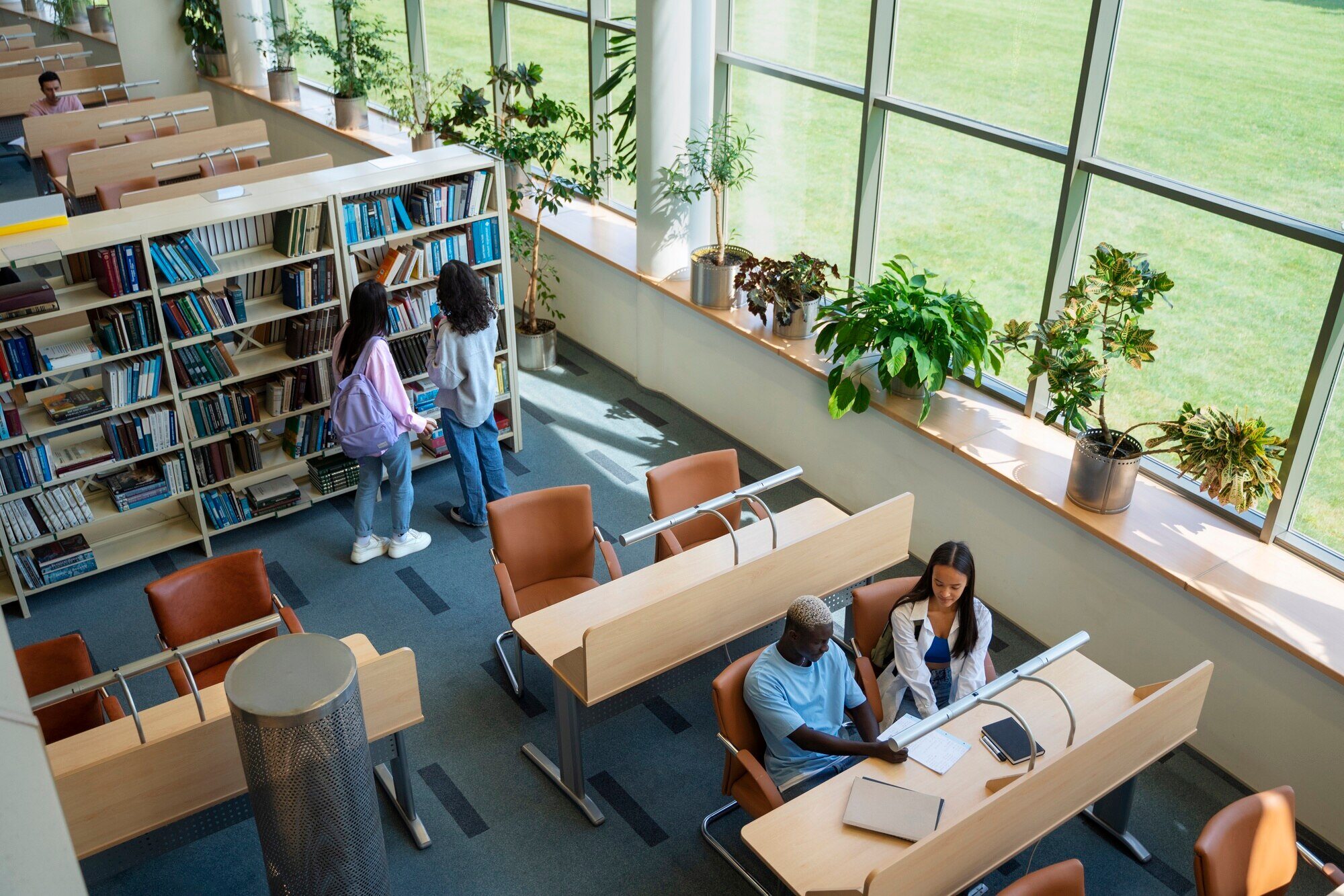 Students Learning in Library