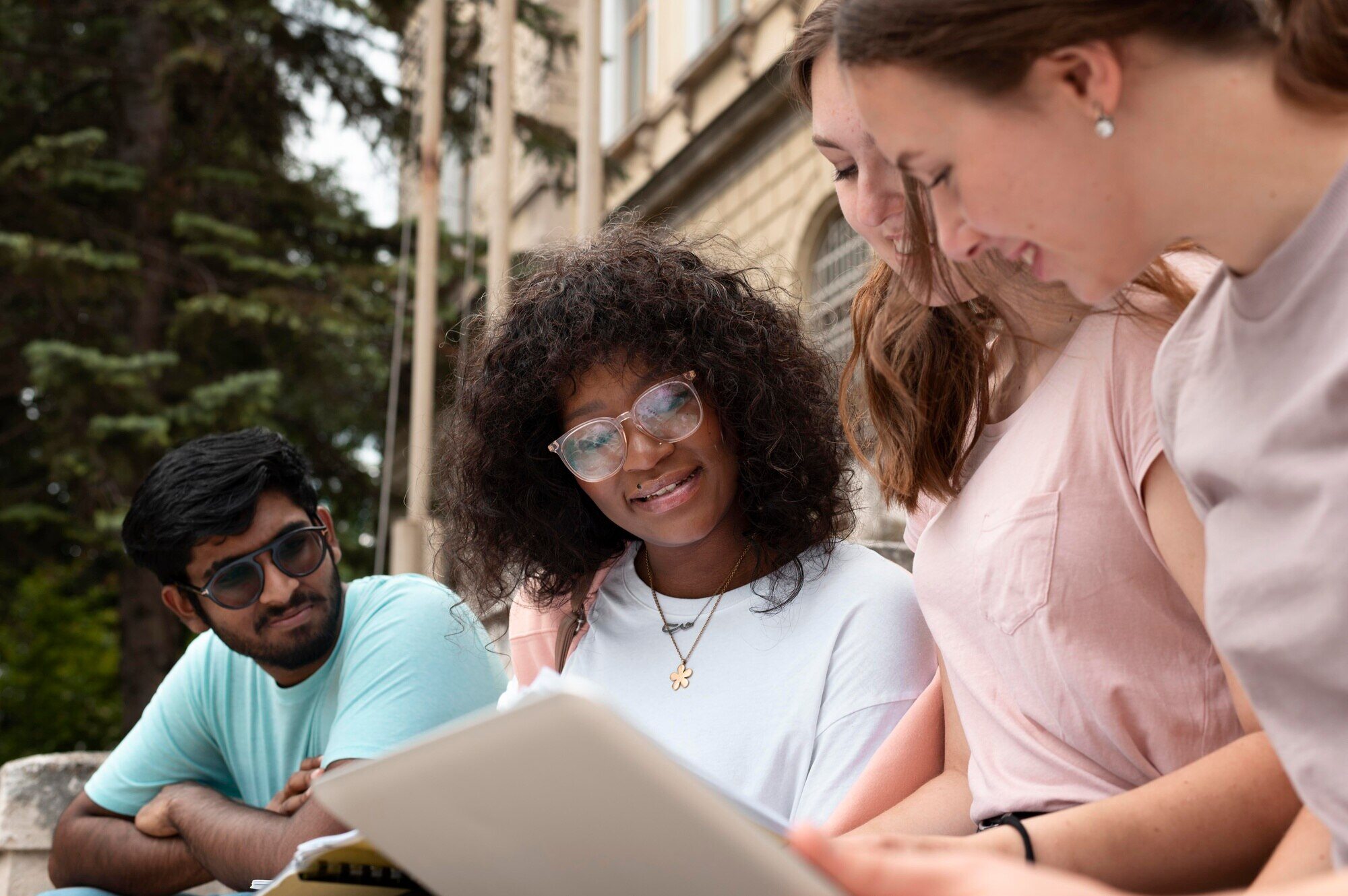 Young Colleagues Studying for College Exam