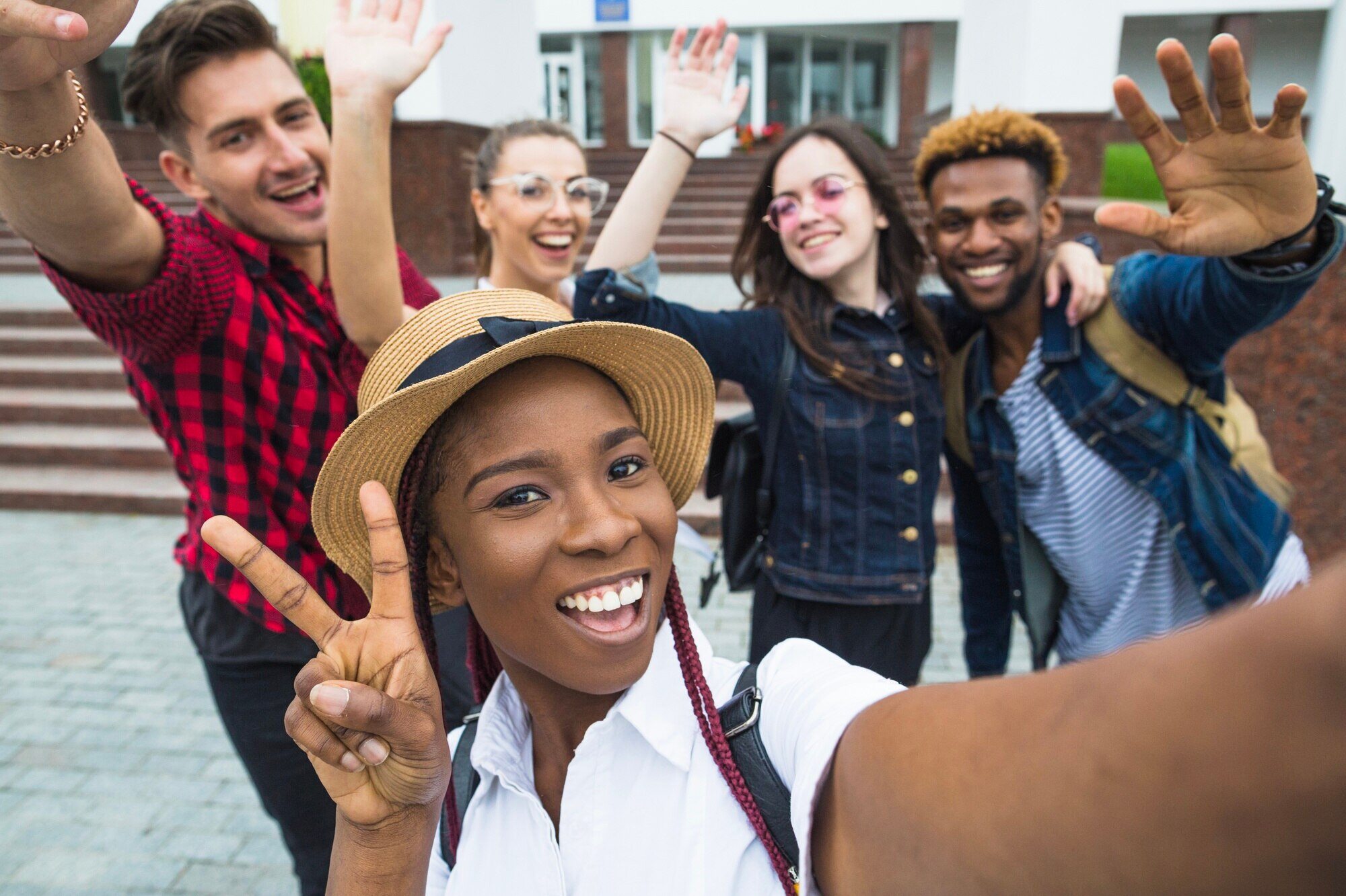 Youngsters Posing for Selfie